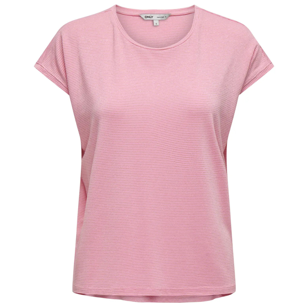 Only Roze Ženska Majica  ONLCLAUDIA GLITTER
